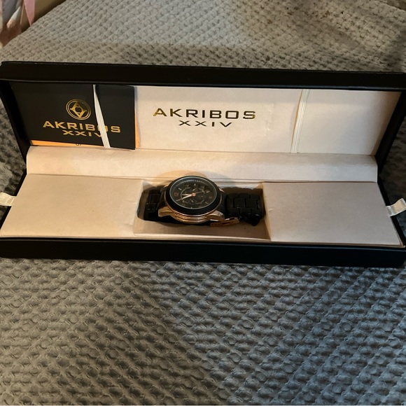 AKRIBOS XXIV MEN'S WATCH - STAINLESS STEEL - MULTIFUNCTION - AK583BKR - HEAVY - Picture 8 of 13